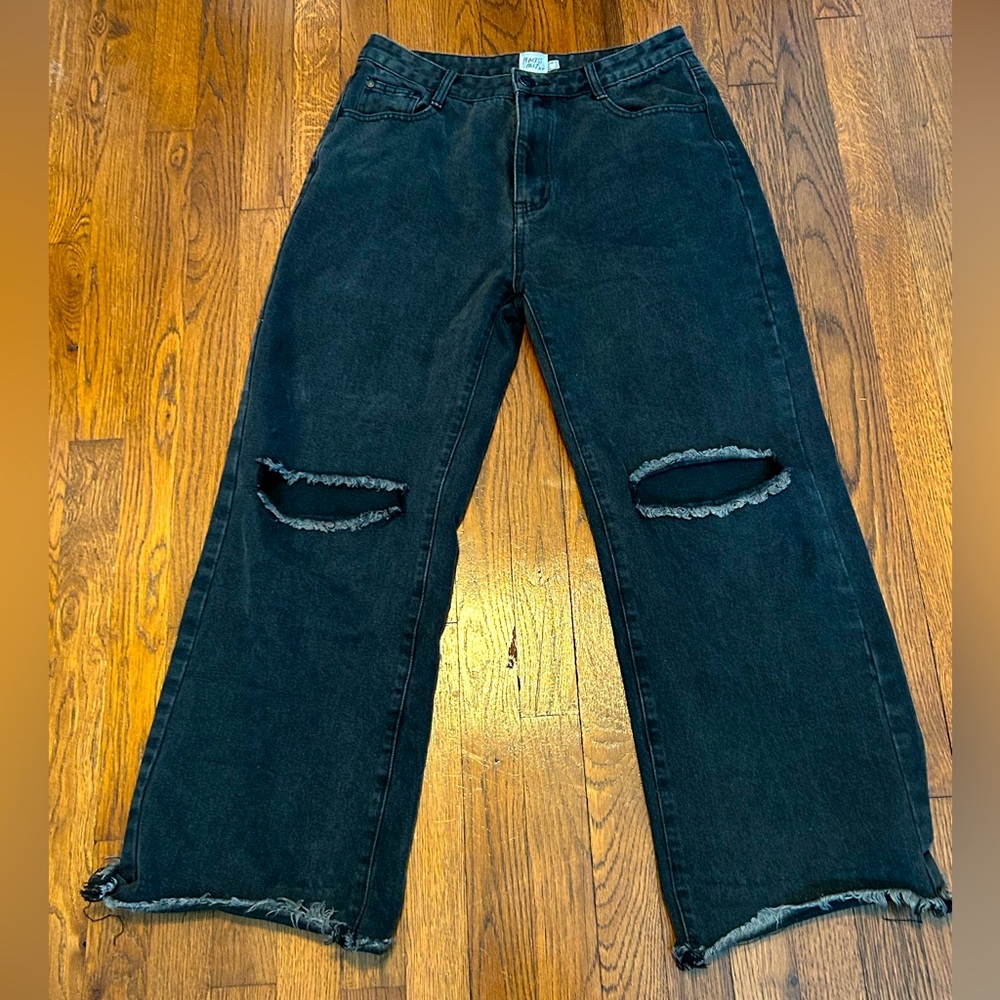 Princess Polly Black Wide Leg Jeans 8